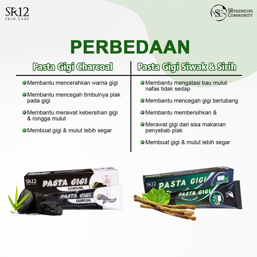 PASTA GIGI SIWAK &amp; SIRIH SR12 / ODOL SIWAK DAUN SIRIH / MENCEGAH GIGI BERLUBANG / MENYEGARKAN GIGI DAN MULUT