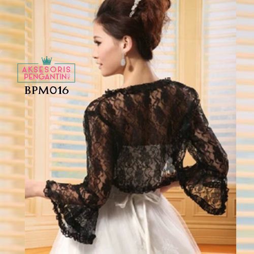 [SIAP KIRIM] BOLERO PENGANTIN CARDIGAN PESTA AKSESORIS WEDDING HITAM BPM016