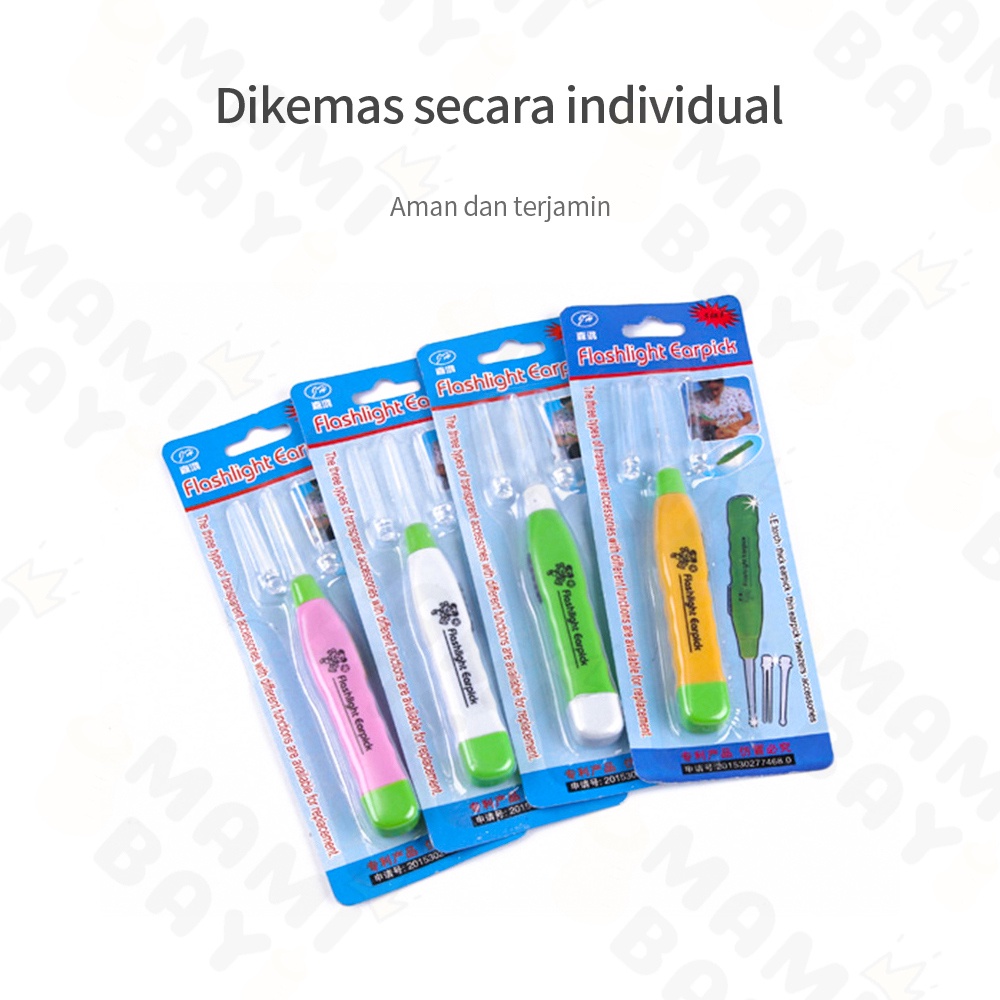 OKEYI Pembersih telinga bayi anak LED korek kuping lampu senter earpick flashlight