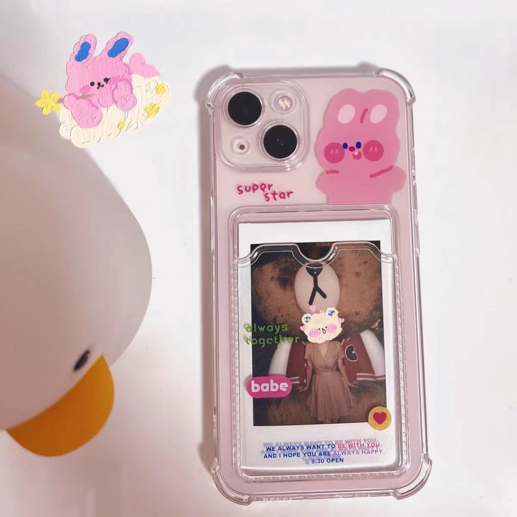 Soft Case Silikon TPU Transparan Motif Beruang Untuk iPhone 12 13 Se 2020 6 6S 7 8 Plus X XS XR 11 Pro Max