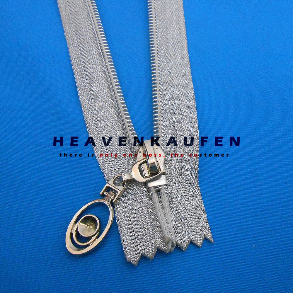 Resleting Zipper Blink Blink Coil 15 cm Silver Perak Mengkilap Kelap Kelip