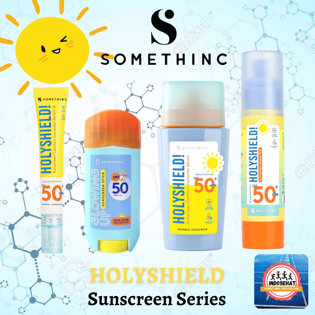 SOMETHINC Holyshield Sunscreen Stick Serum Mist Spray SPF 50 ++ UVA - Tabir Surya Pelindung Matahari