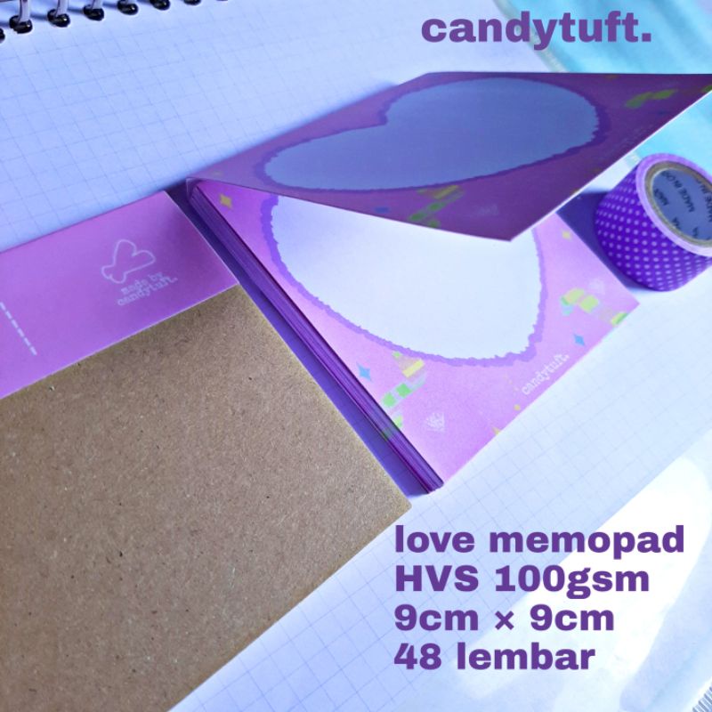 

Love memopad kawaii note pad lucu notepad 100gsm 9cmx9cm memopad pink love handmade memopad