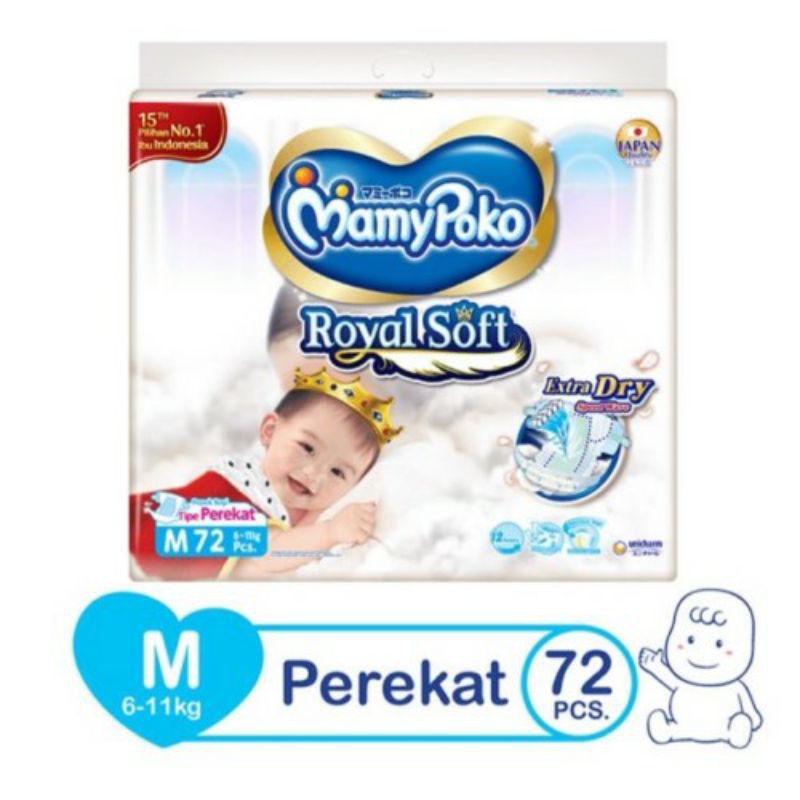 ❤ jselectiv ❤ Popok Bayi MAMYPOKO ROYAL SOFT Perekat M72