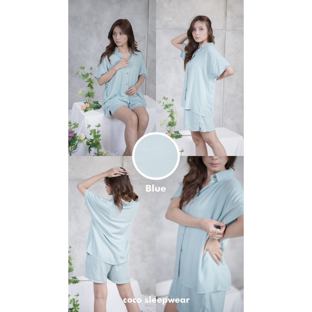 COCO - DALMI SET - Setelan Wanita - Homewear - Set Rayon - Busui Friendly - Fashion Wanita-DUSTY BLUE