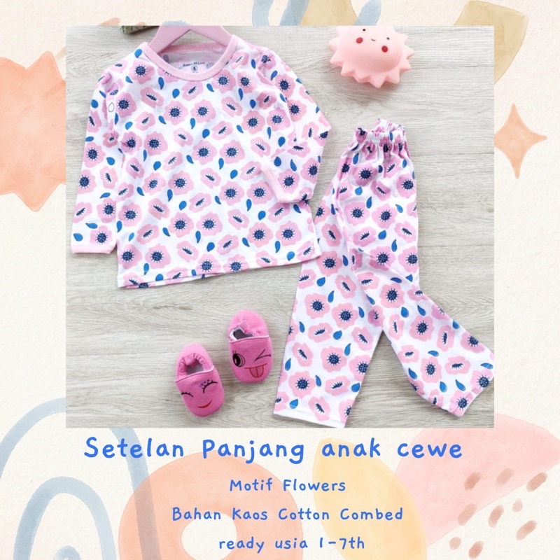 SETELAN BAJU TIDUR LENGAN PANJANG ANAK PEREMPUAN, BAJU TIDUR ANAK KEKINIAN