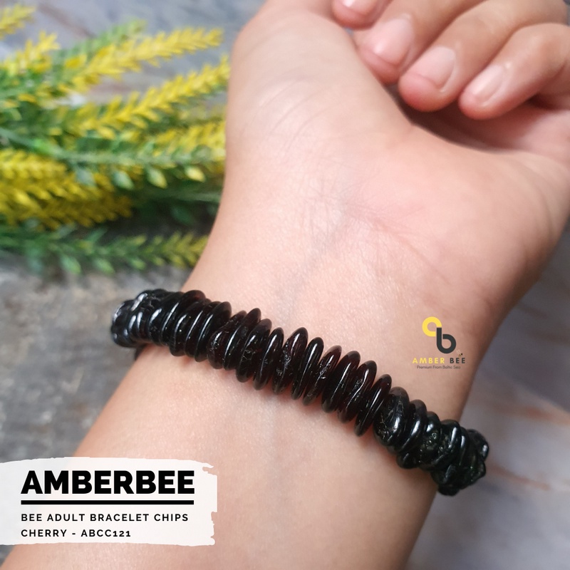 Gelang Amber Dewasa Premium Stretchy Glossy Chips Cherry ABCC121 By Amber Bee