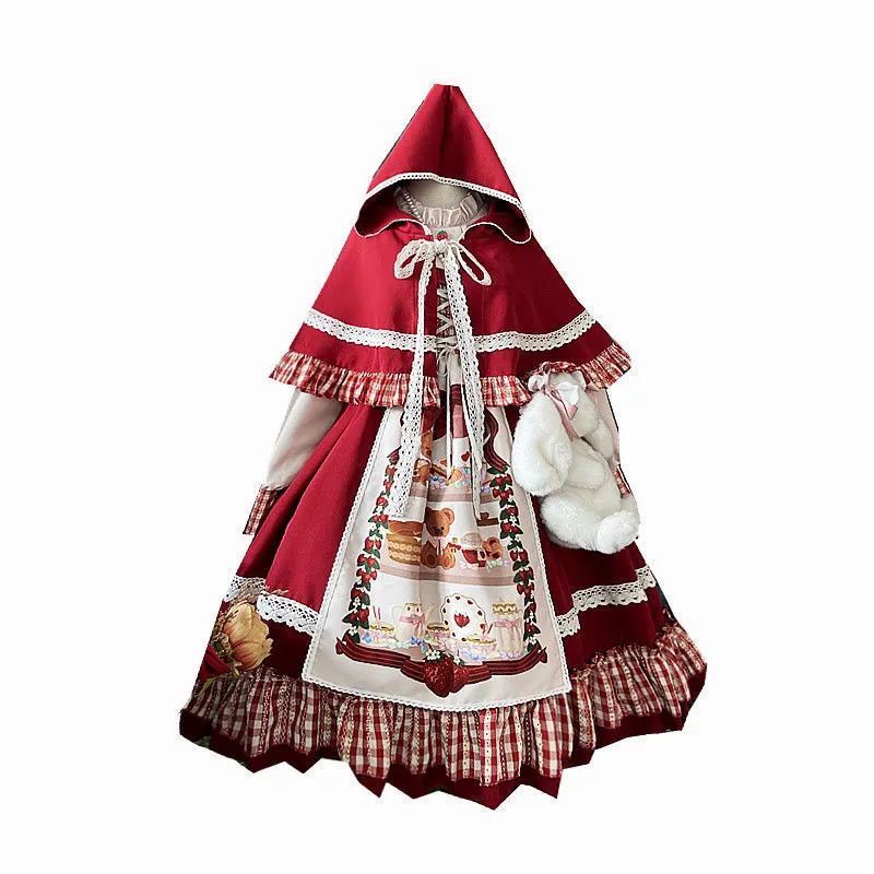 [MikanHiro Store] LOLITA DRESS RED RIDING HOOD BERRY LOLITA DRESS KAWAII DRESS