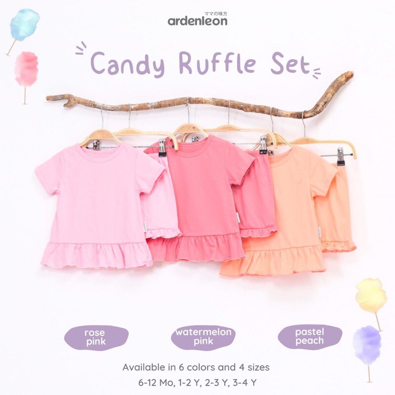 ARDENLEON Candy Ruffle Set 6 Bulan - 4 tahun Setelan Anak Perempuan Arevyonlineshop