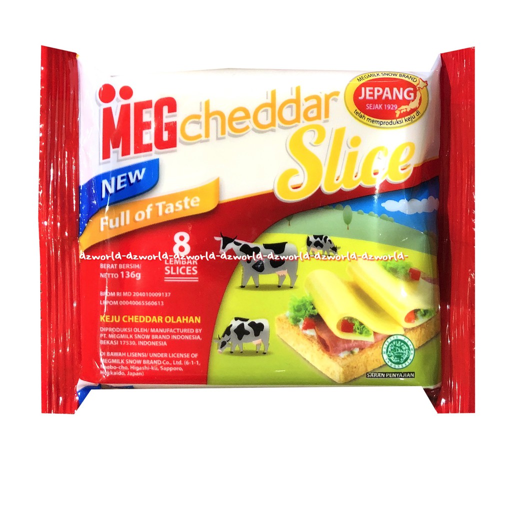 Meg Cheddar Slice 8Pcs Full Of Taste Keju Cheddar Lembaran Olahan Megcheddar