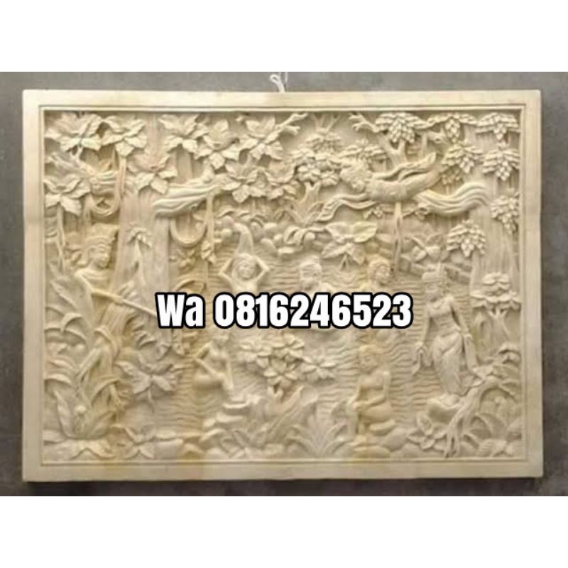 ukiran batu alam relief ornamen dekorasi dinding