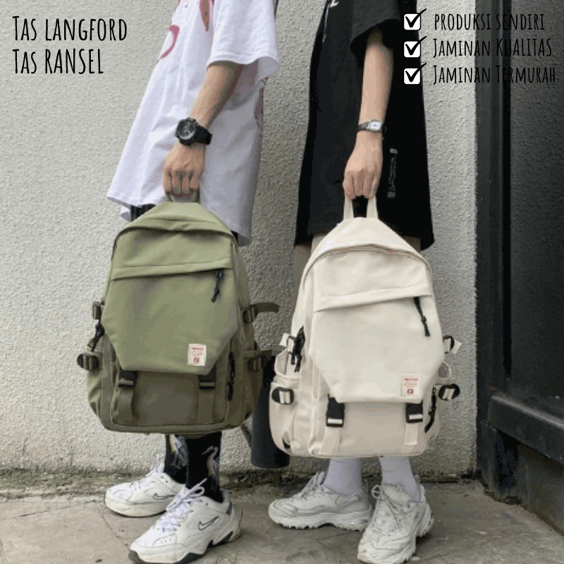 Tas Ransel Pria - Tas Sekolah Kuliah Kerja Traveling Model Baru Korea Kekinian Terbaru Murah Bagus Fashion Multifungsi Stylish Backpack Simple Casual Elegan Unisex Cowok