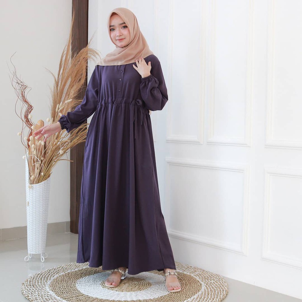 Mirai Gamis Hitam Polos Remaja Terbaru Hello_lady dresswanita dressmurah dressmuslim-Fitria Purple