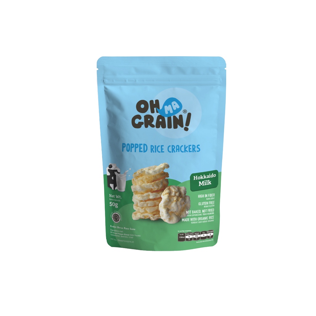 Oh Ma Grain, Organic Brown Rice Cakes Hokkaido Milk 50 gr