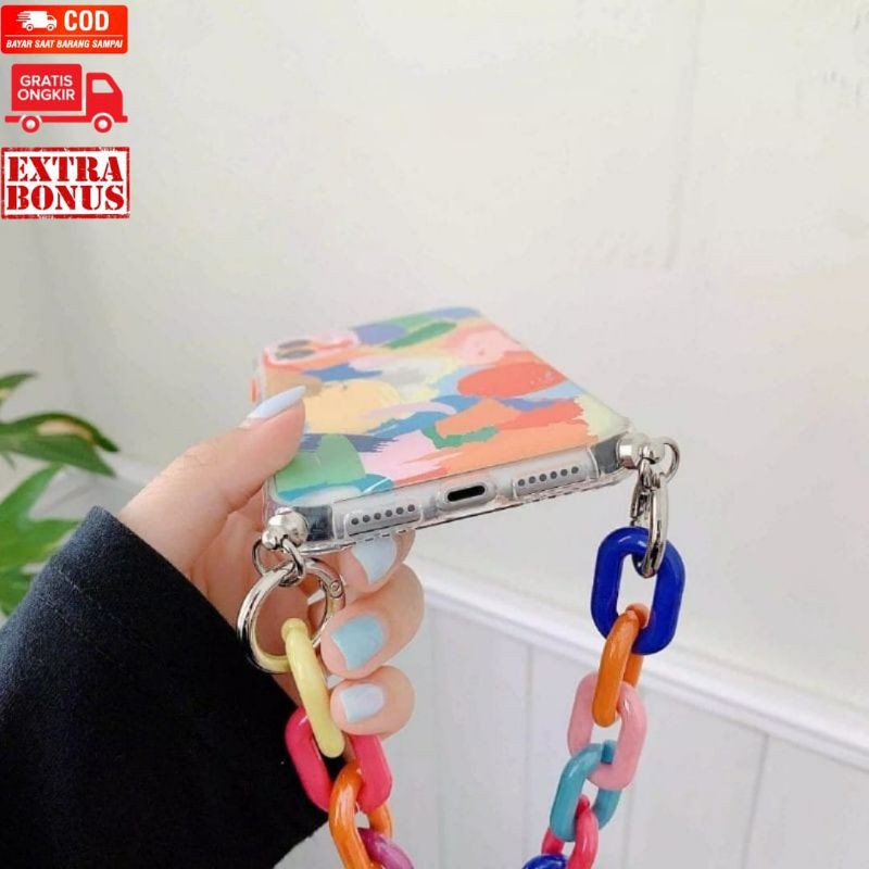 Tali Case Rantai Polos Rainbow Chain Semua Tipe Hp iPhone Samsung Vivo Xioami Oppo Realme infinix