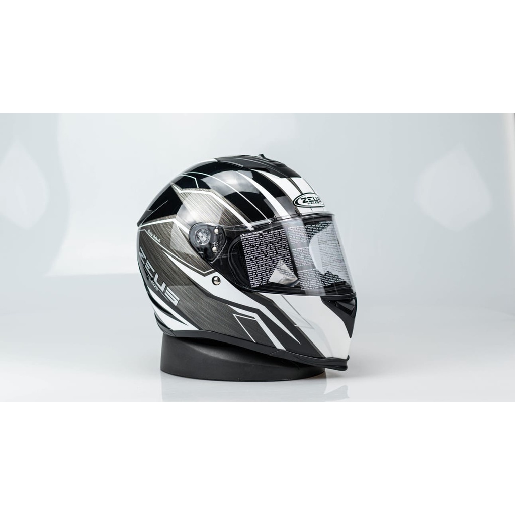 HELM MOTOR ZEUS 822 ZS822B ZS822 822B BLACK /AO21 AO 21 WHITE FULLFACE HELM IMPORT ORI SNI