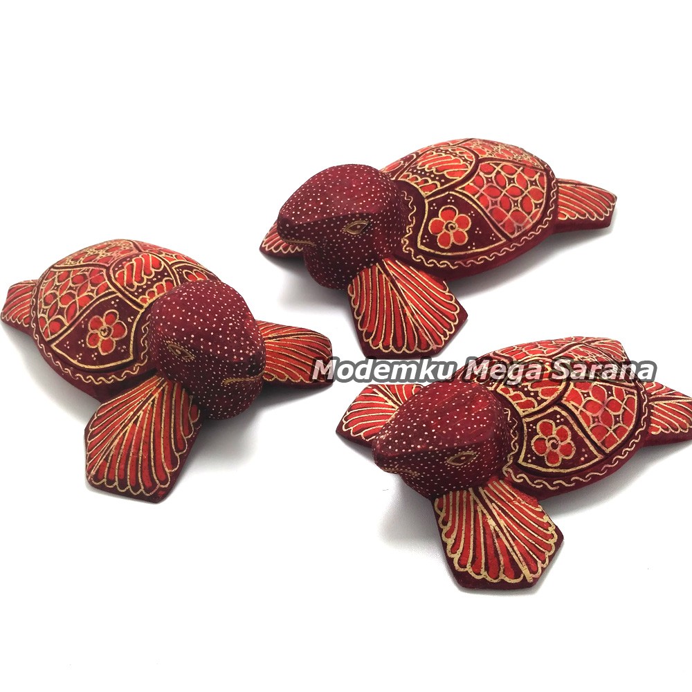 Pajangan Miniatur Kura Kura Batik Khas Jogja Isi 3pcs