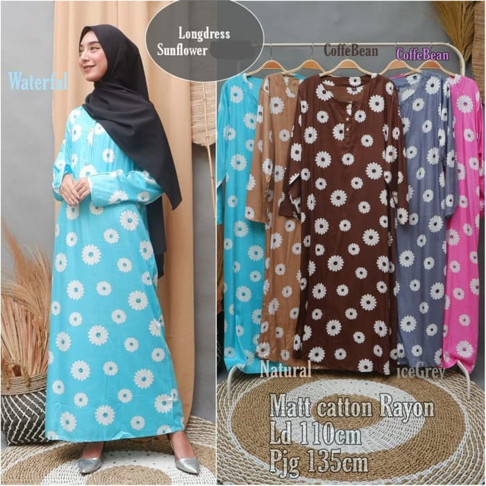 Daster Premium Longdress Midi Sunflower/Daster Premium Lengan Panjang/Busui/Baju Hamil
