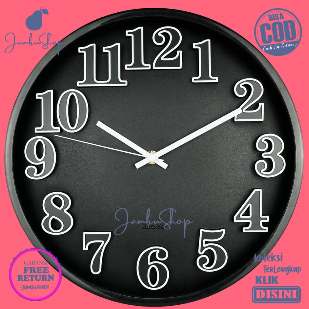 Jam Dinding Analog Minimalis Hitam Platinum PT-10772 Dekorasi Kamar MurahBest Seller