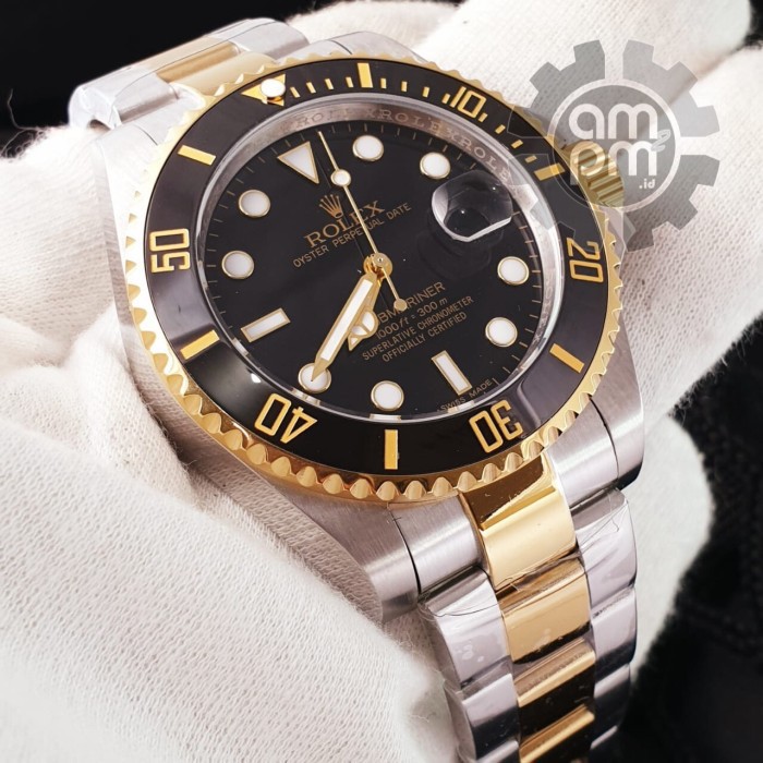 Suplier Jam Tangan Rolex Submariner Date Automatic Two Tone Black Ring