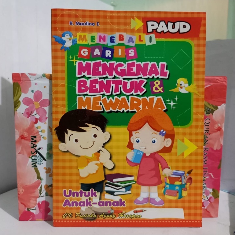 Buku Menebali Garis, Mengenal Bentuk dan Mewarna untuk Anak PAUD TK PAH Persiapan Masuk SD