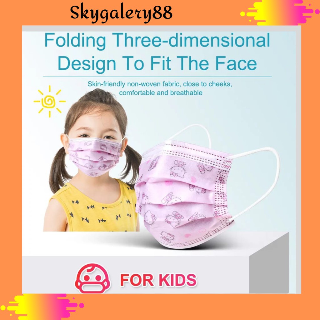â¥SKYâ¥ MASKER ANAK MASKER 3PLY/ISI 50PCS PER BOX/MOTIF ANAK