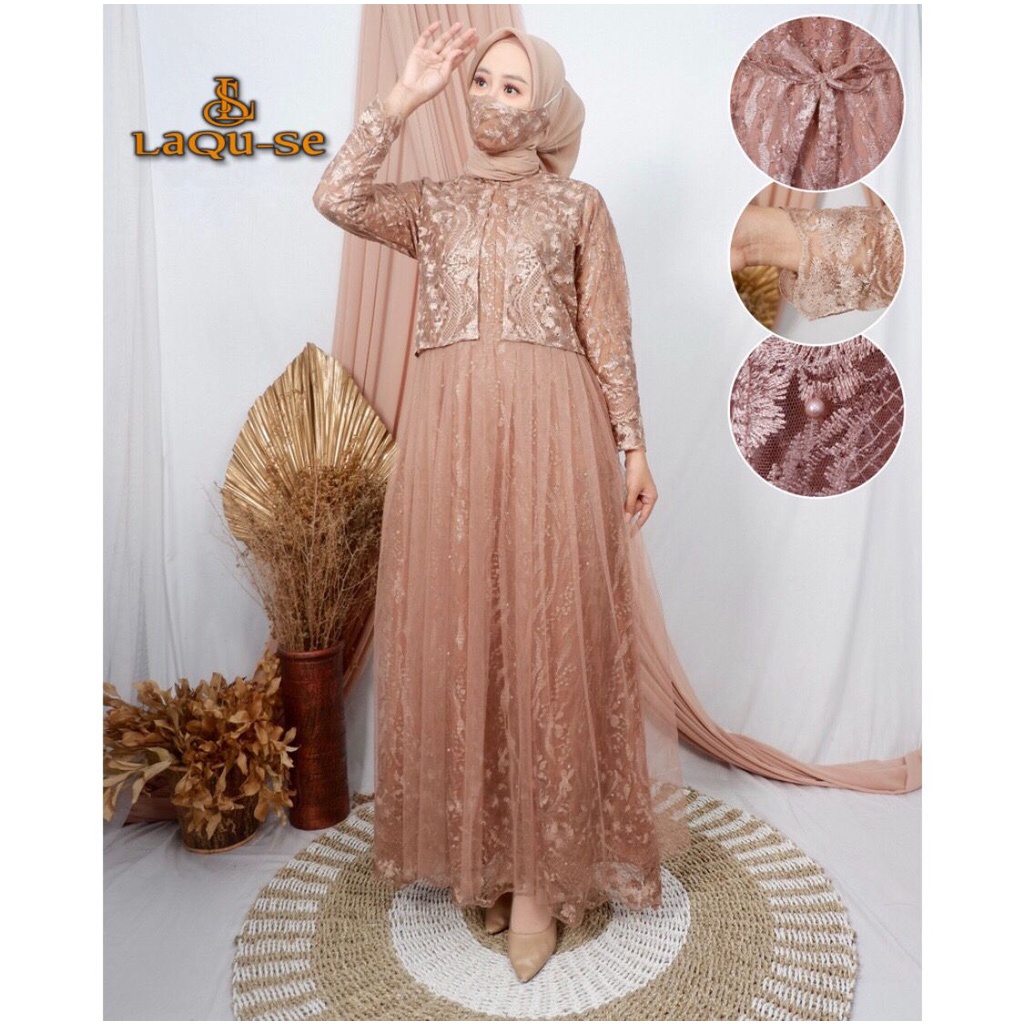 Gamis Dress Rompi Kebaya Bahan Tulle Model Kekinian Kualitas Premium By Laquse_kebaya2