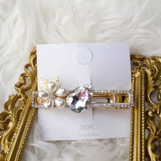 Jepit rambut korea kristal mutiara