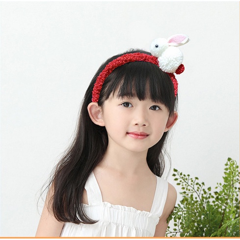 Bando Korea Anak Perempuan Motif Kelinci Bulu Polos Aksesoris Hiasan Rambut Wanita Bandana wanita kualitas high quality AK126