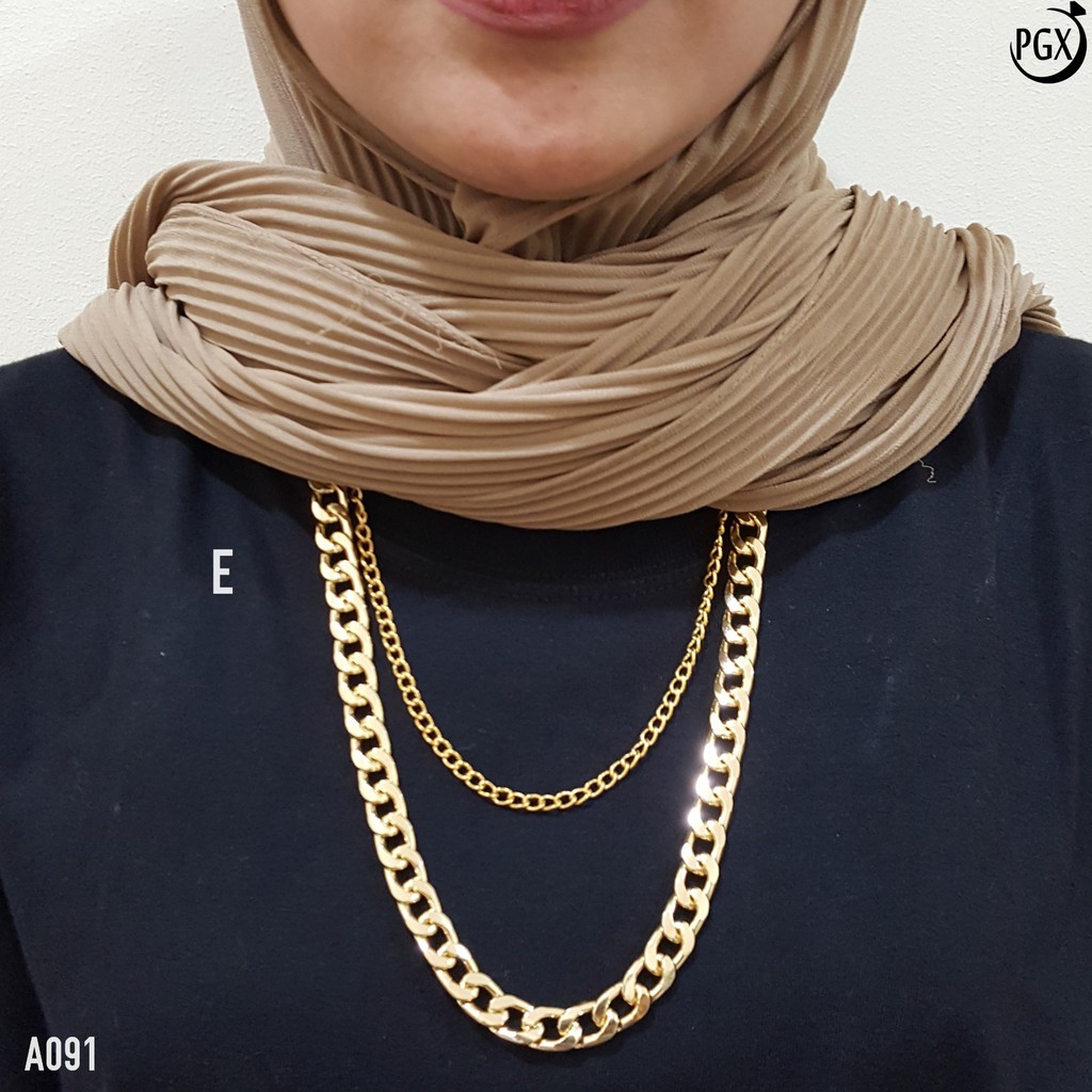 PGX Kalung Rantai Wanita Hijab Panjang Multilayer Necklace - A091
