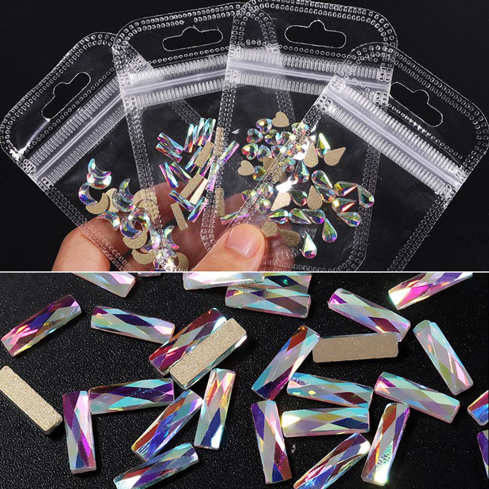 Needway   Nail Art Rhinestones Memanjang Teardrop Fashion Kristal Permata Glitter Manikur Aksesoris Kristal DIY Ornamen