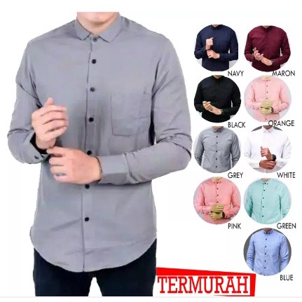 KEMEJA PRIA MENS POLOSAN LENGAN PANJANG COOLMAN PAKIAN PRIA CASUAL PAKAIAN DINAS PNS KERJA