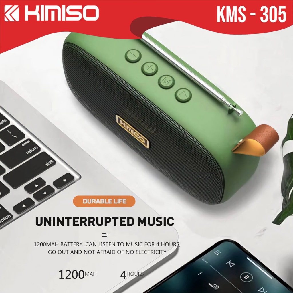 Speaker Bluetooth 5.0 LED KIMISO KM-305 Portable Speker Wireless Antena KMS 305 KMS305