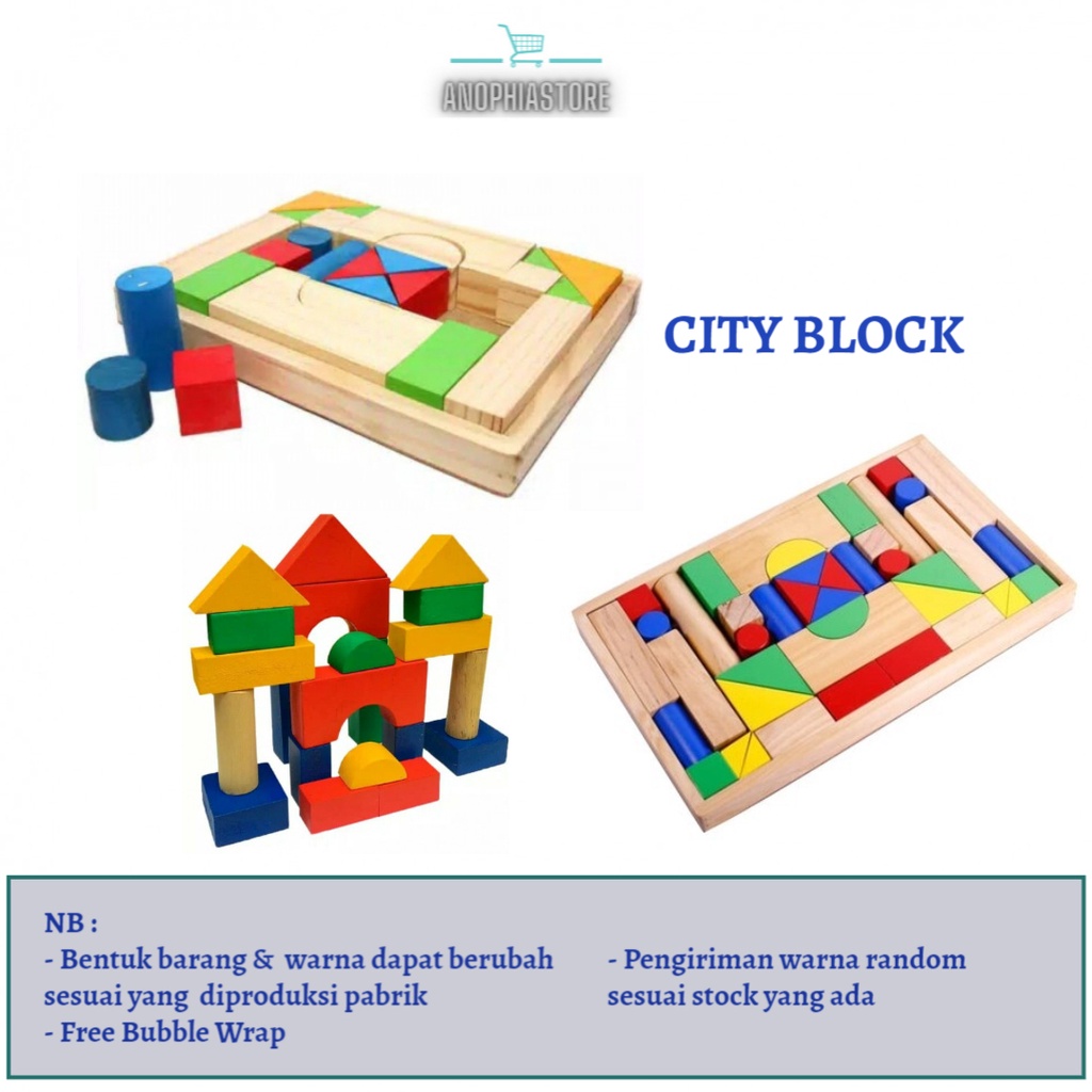 Mainan Kayu City Block Wooden Toys