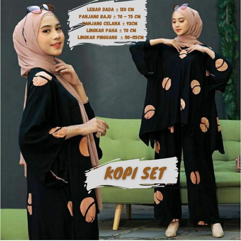 BAJU WANITA SETELAN TIE DIE DYE WAKA JUMBO SINTIA SET BUSUI ONE SET RAYON MOTIF KEKINIAN-KOPI HITAM