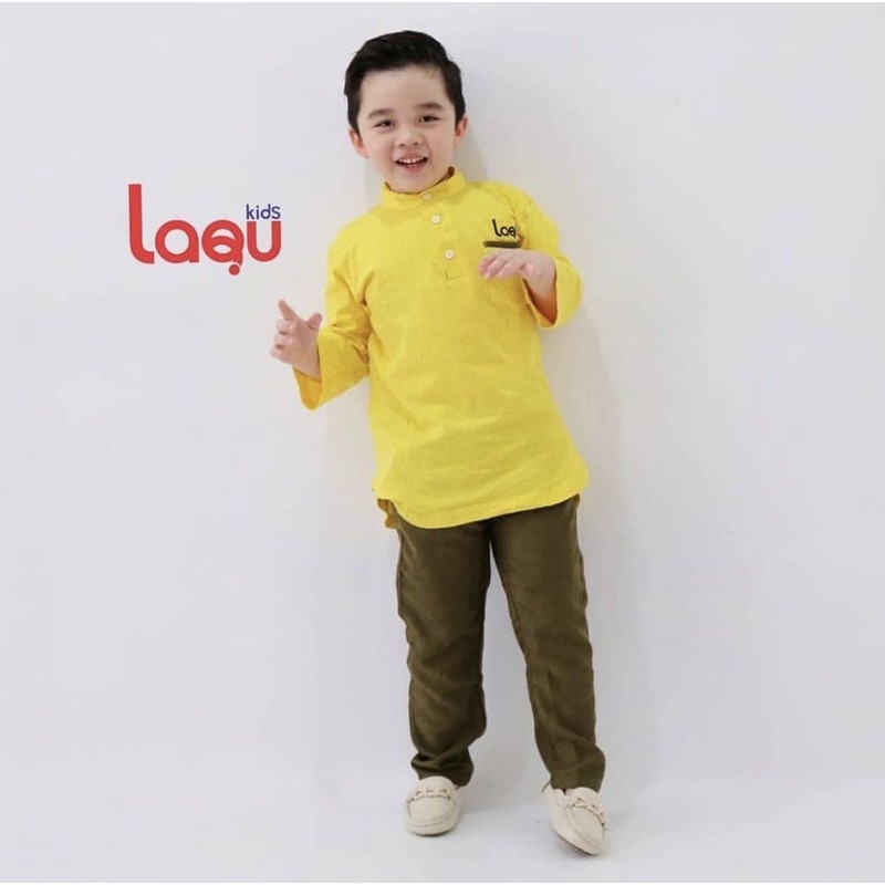 Laqu Setelan Kurta Koko Anak Laki Laki - Set Baju Muslim Lengan Panjang Lakilaki Size 2 4 6 8 10