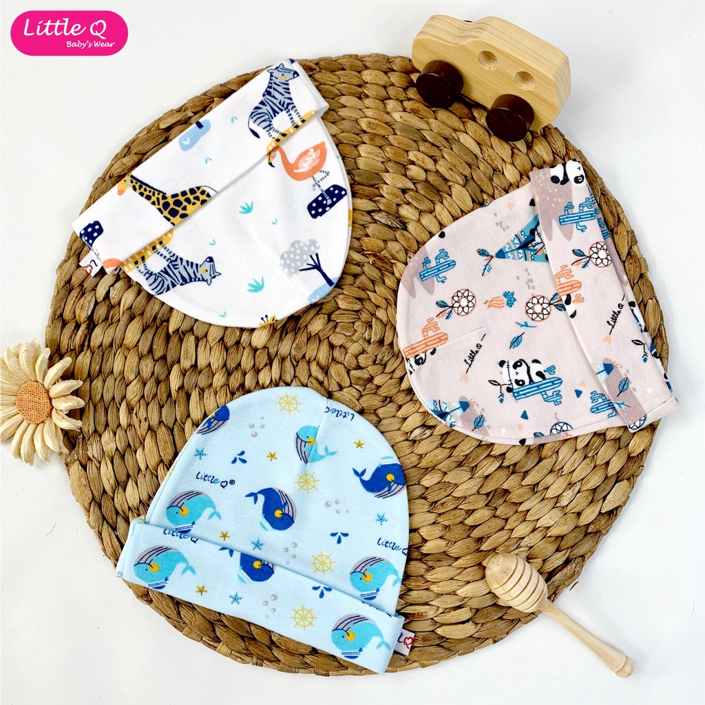 Little Q Topi Kupluk Print Topi Bayi Motif