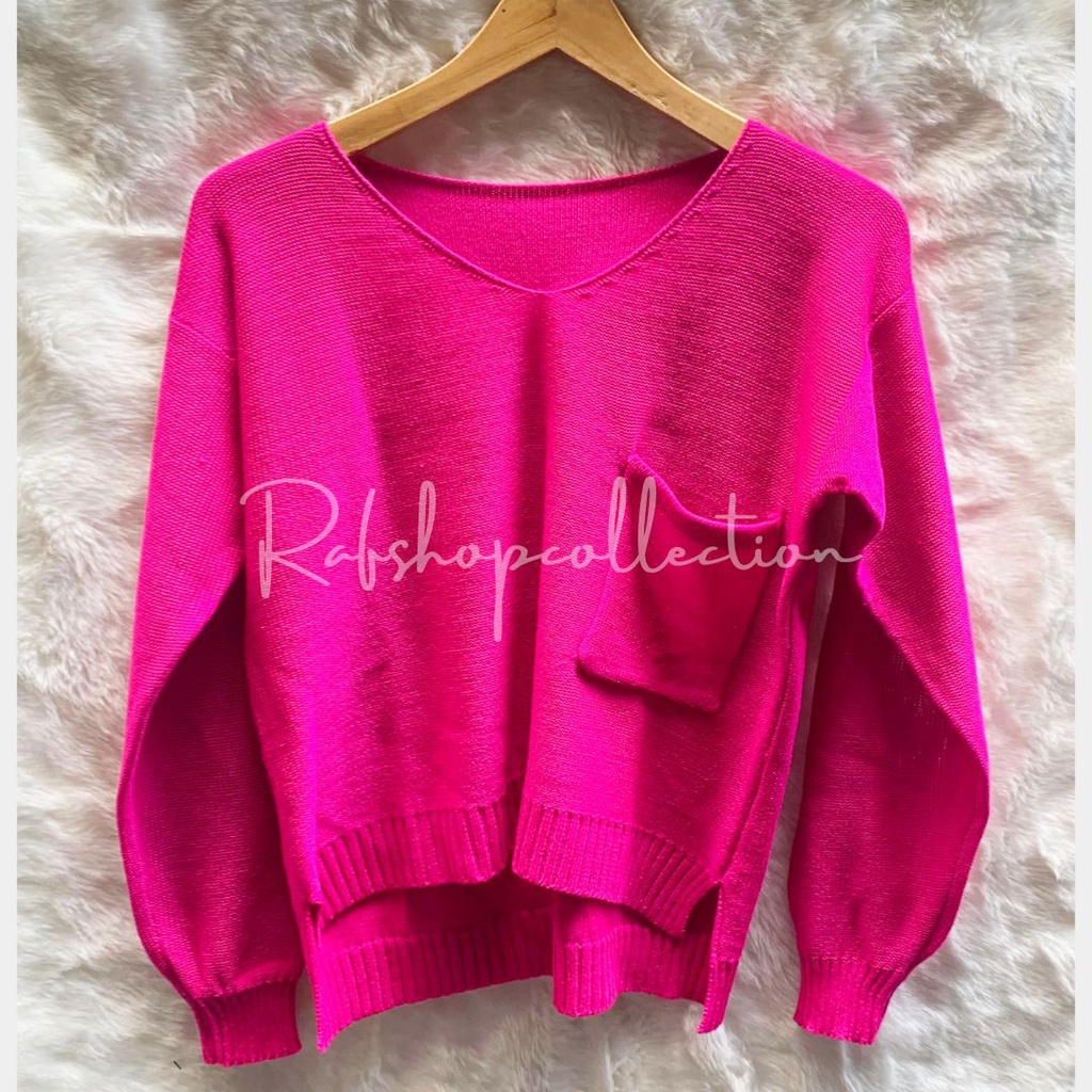 KAREEN POCKET 7GET  Atasan rajut_BLOUSE SAKU _korea style _Sweater Crop