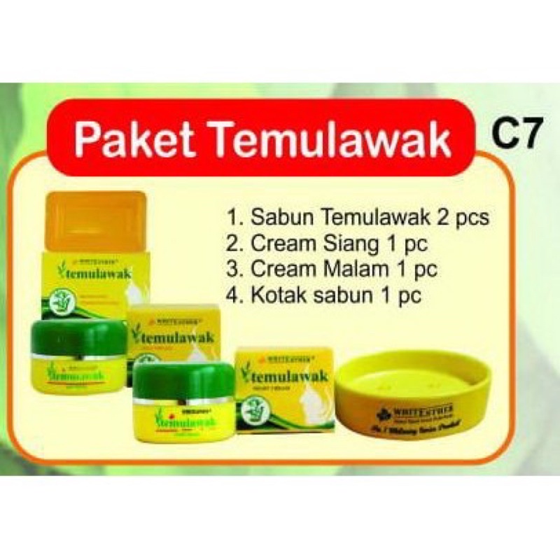 PROMO PAKET TEMULAWAK DAY CREAM/ NIGHT CREAM/ 2 SOAP TEMULAWAK + FREE KOTAK SABUN