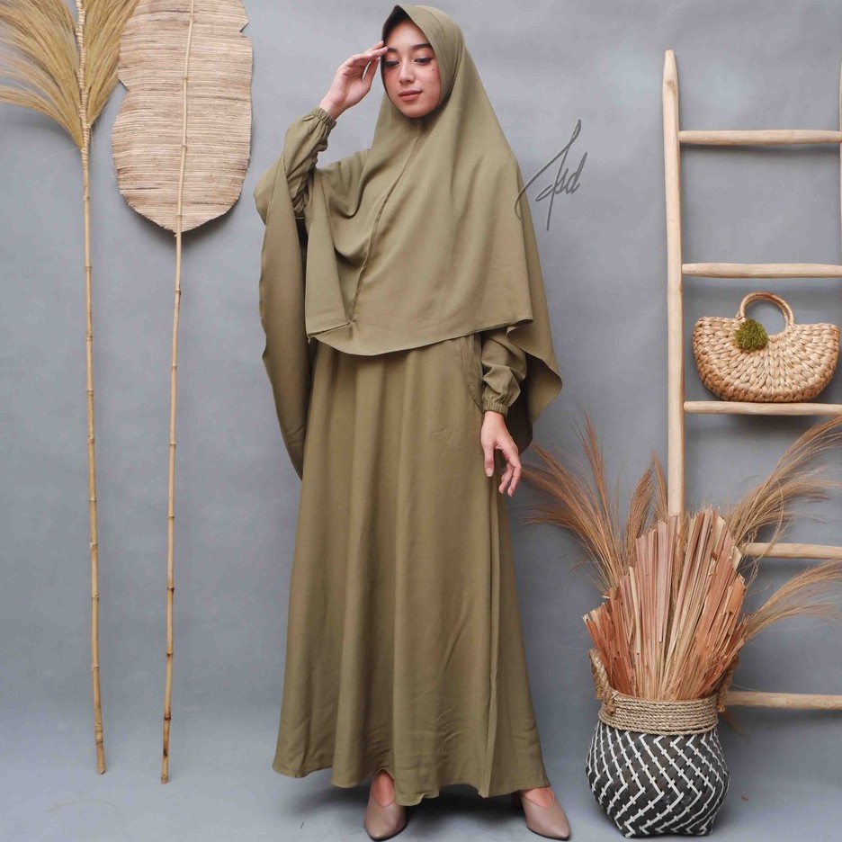 Syar'i Set Olivia Ity Crepe / Gamis Set Hijab Polos