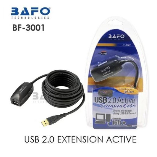 Usb 2.0 extension aktif cable bafo 5m 480Mbps bf-3001 - Usb-A male-female active bf3001