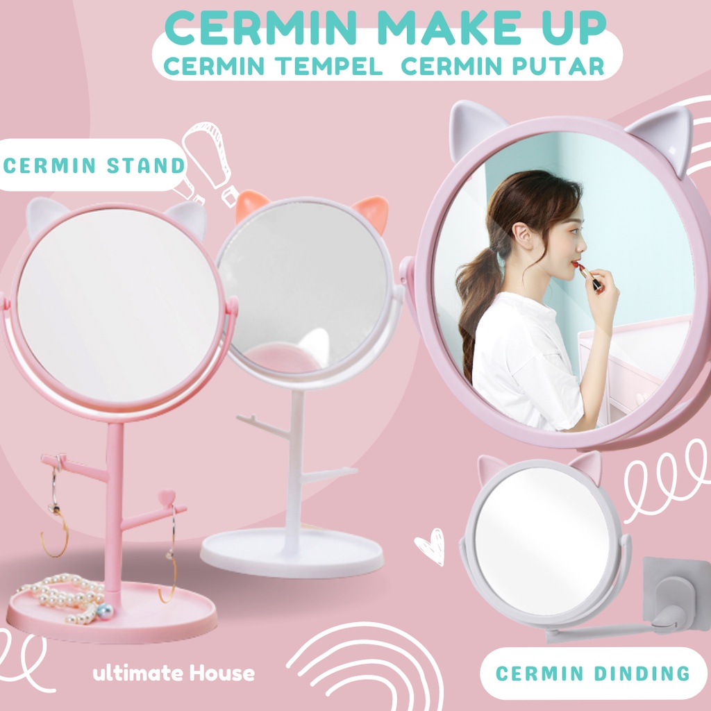 Cermin Rias Meja Make Up Motif Telinga Kucing Kaca Rias Meja