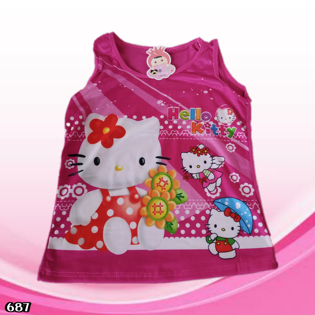 K687 - SINGLET TANKTOP ANAK WANITA MOTIF HELLO KITTY HARGA PER 1 PCS