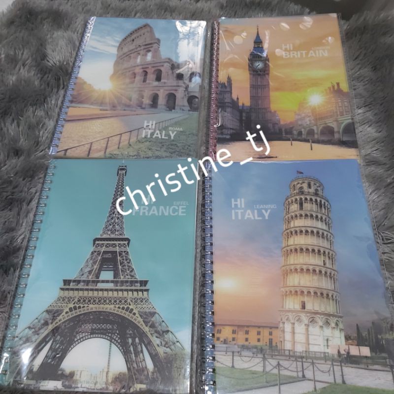 

BUKU TULIS / NOTES MOTIF LUAR NEGERI ( FRANCE,BRITAIN,ITALY )