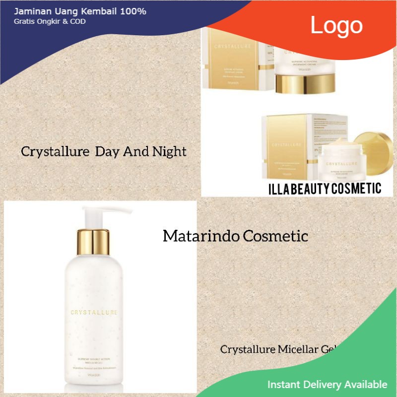 Crystallure Paket Glowing Supreme Double Action  Micellar Gell 150mll Dan Day Night Cream 50mll