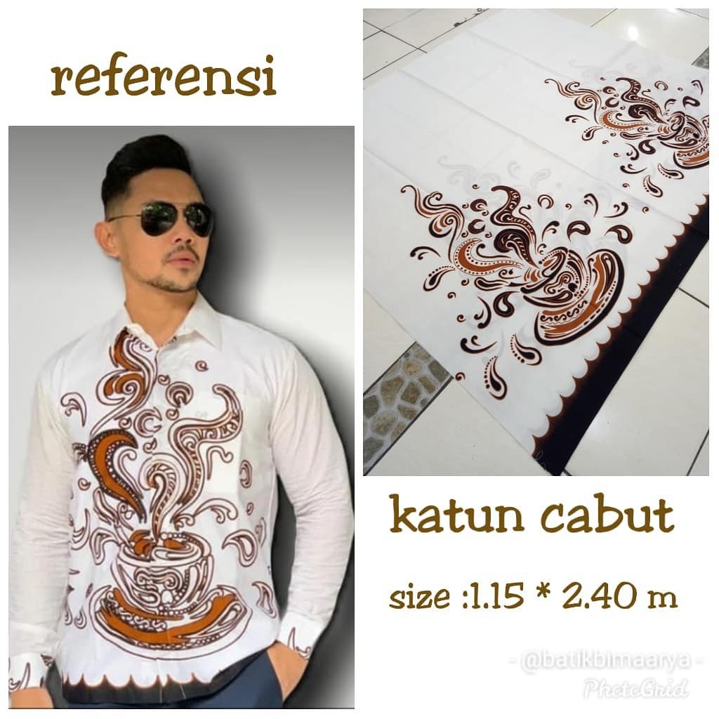 Kain Batik Solo Motif Secangkir Kopi Joss Jogja Warna Dasar Putih