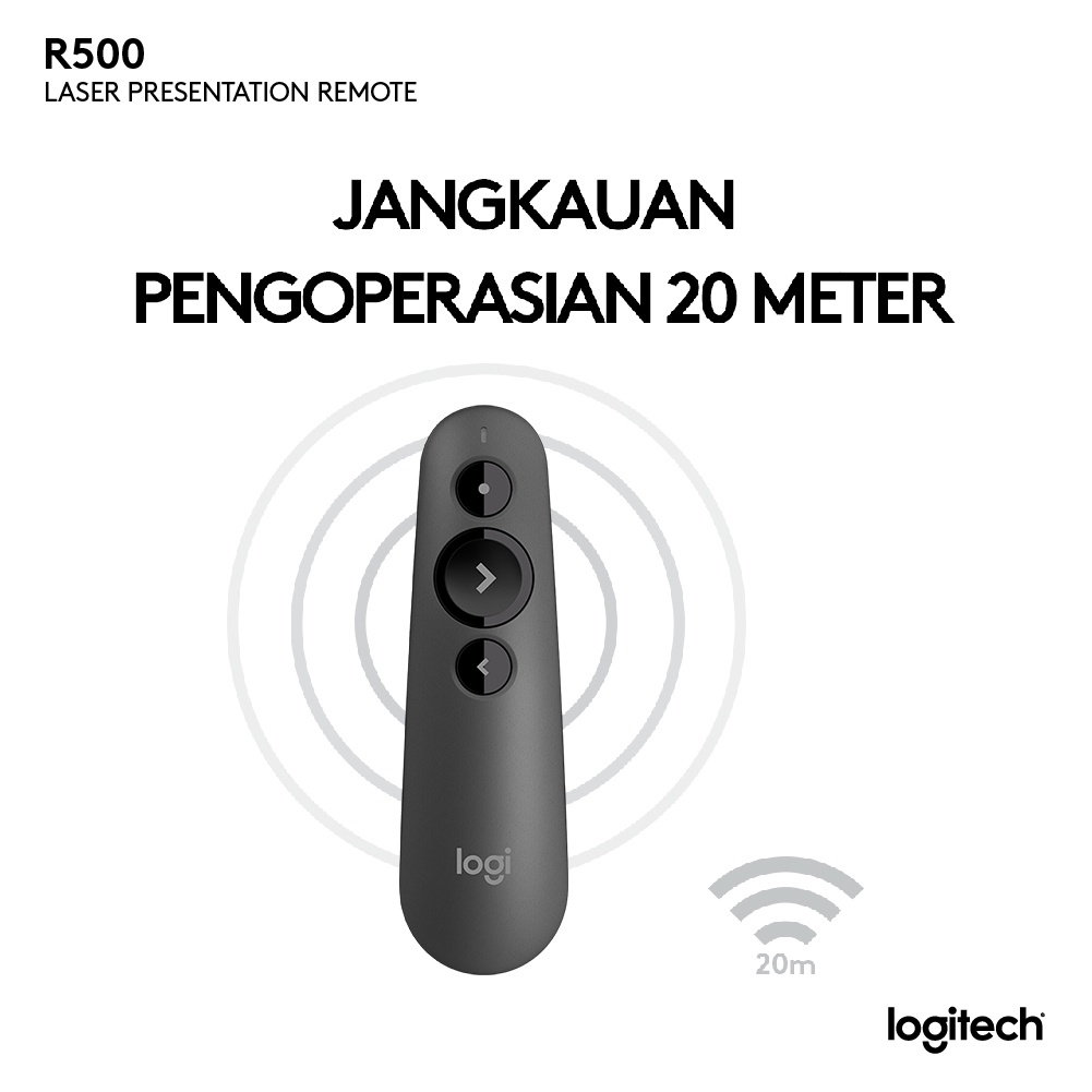 Logitech R500s Remote Presenter Wireless / Bluetooth dengan Laser Merah - Mid Grey