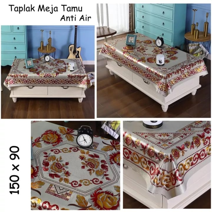 Taplak Meja Ruang Tamu Motif Sultan Bahan PVC Oilproof Cover Meja Table Mat Anti Air