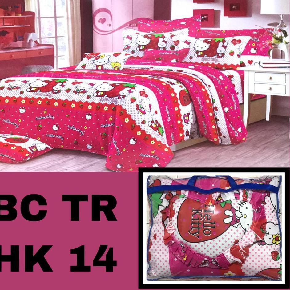 ֠֠ ✤fmf❁ ֠֠ Bedcover dan Sprei Karakter Hello Kitty Katun Poly TC | Badcover Anak Merk Evelyn ֠֠֠