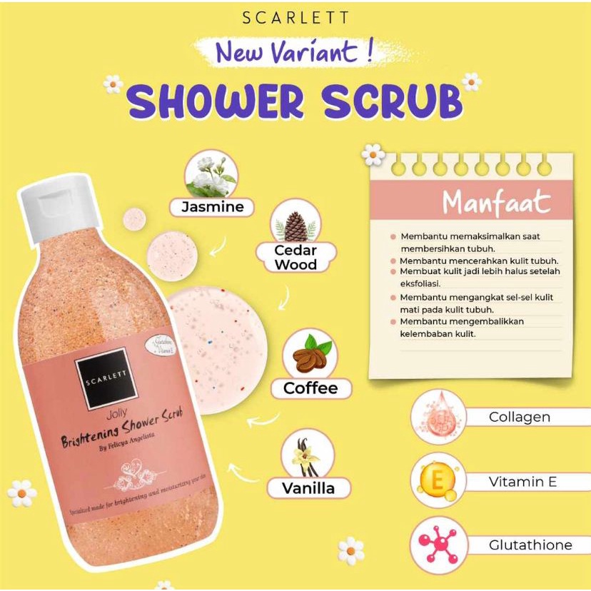 [NEW] SCARLETT WHITENING Jolly , Charming &amp; Freshy Shower Scrub - Sabun Mandi Pemutih